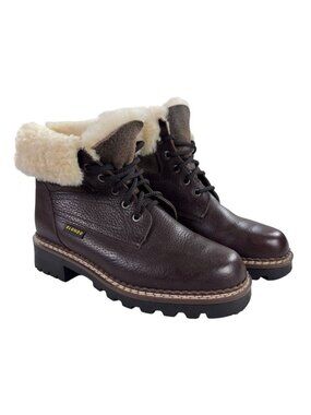 Vtg BLONDO Canada Women 8 B Shearling Waterproof Leather Winter Lug Boots Brown